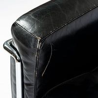 Pair of Cassina LC2 Black Leather Petit Lounge Chairs by Le Corbusier