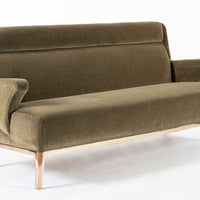 Restored 1940s Art Deco Sofa Mink Mohair, Matching Chair Available