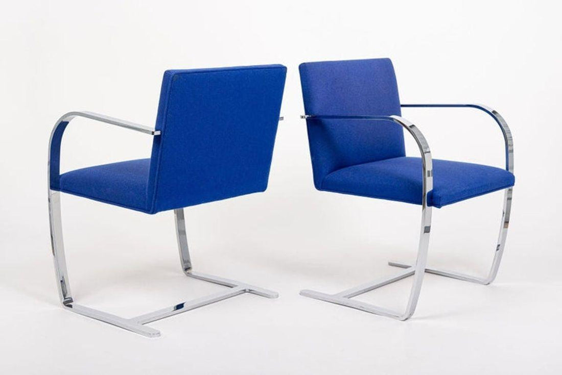 Mid Century Blue Brno Chairs by Mies van der Rohe for Knoll, 2006