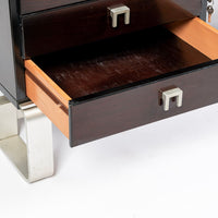 Postmodern Italian Rosewood and Metal Writing Desk by Abbondinterni, 1970s