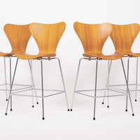 Danish Modern Wood Stools Series 7 by Arne Jacobsen for Fritz Hansen
