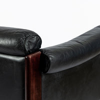 Mid Century Danish Black Leather Sofa in Style of Arne Norell, Matching Chair Avail