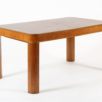 Antique Art Deco Macassar Ebony Wood Dining Table with Glass Top, 1940s