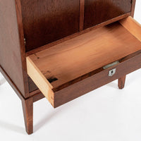 Antique Art Deco Scandinavian Small Oak Wood Side Cabinet or Nightstand 1950s