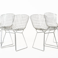 Mid Century Modern Silver Wire Dining Side Chairs by Harry Bertoia for Knoll