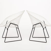 Mid Century White Diamond Wire Chairs by Bertoia for Knoll