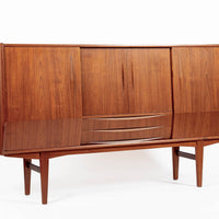 Mid-Century Danish Modern Teak High Sideboard or Bar Cabinet 1960s