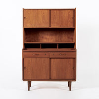 Mid Century Danish Teak Wood Bookcase Cabinet & Secretary Desk 1960s