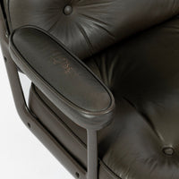 Eames Time Life Executive Lobby Chair for Herman Miller, Dark Gray Leather Office Desk Chair, 1988