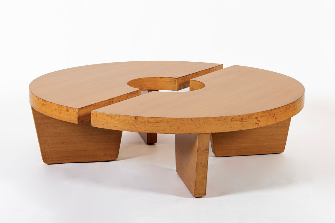 Mid Century Mahogany Wood Nuclear Coffee Table by Harvey Probber