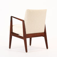 Vintage Mid Century Wood & Cream Upholstered Lounge Chair by Jens Risom