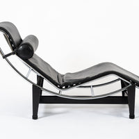 Cassina LC4 Black Leather Chaise Lounge Chair by Le Corbusier 1991
