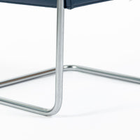 Mid Century Modern Blue Leather Brno Arm Chairs by Mies van der Rohe for Knoll, Set of 4