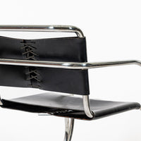 Bauhaus MR 20 Black Leather Arm Chairs by Mies van der Rohe for Knoll, 1979