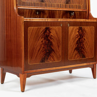 Scandinavian Modern Figured Mahogany Secretary Bookcase Cabinet 1960s