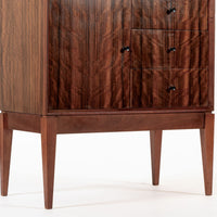 Mid Century Danish Modern Dark Wood Tall Cabinet