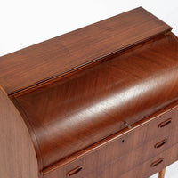 Scandinavian Teak Wood Rolltop Secretary Desk by Egon Ostergaard, Made in Sweden