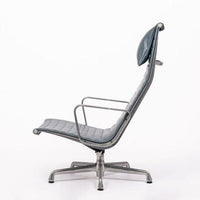 Eames Blue Gray Leather Office Lounge Chair for Herman Miller - 2 Available