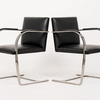 Mid Century Black Brno Chairs by Mies van der Rohe for Knoll Set of 4
