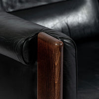 Mid Century Danish Black Leather Sofa in Style of Arne Norell, Matching Chair Avail