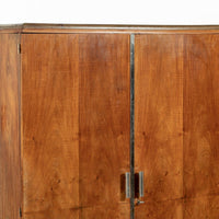 Antique French Art Deco Mahogany Wardrobe Armoire Cabinet, 1940s