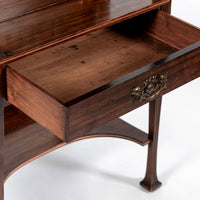 Antique Art Nouveau Scottish Mahogany Floral Secretary Cabinet