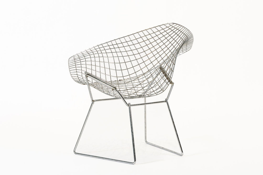 Mid Century Silver Diamond Wire Lounge Chair by Harry Bertoia for Knoll