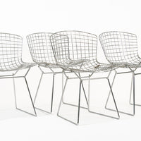Mid Century Modern Silver Wire Dining Side Chairs by Harry Bertoia for Knoll