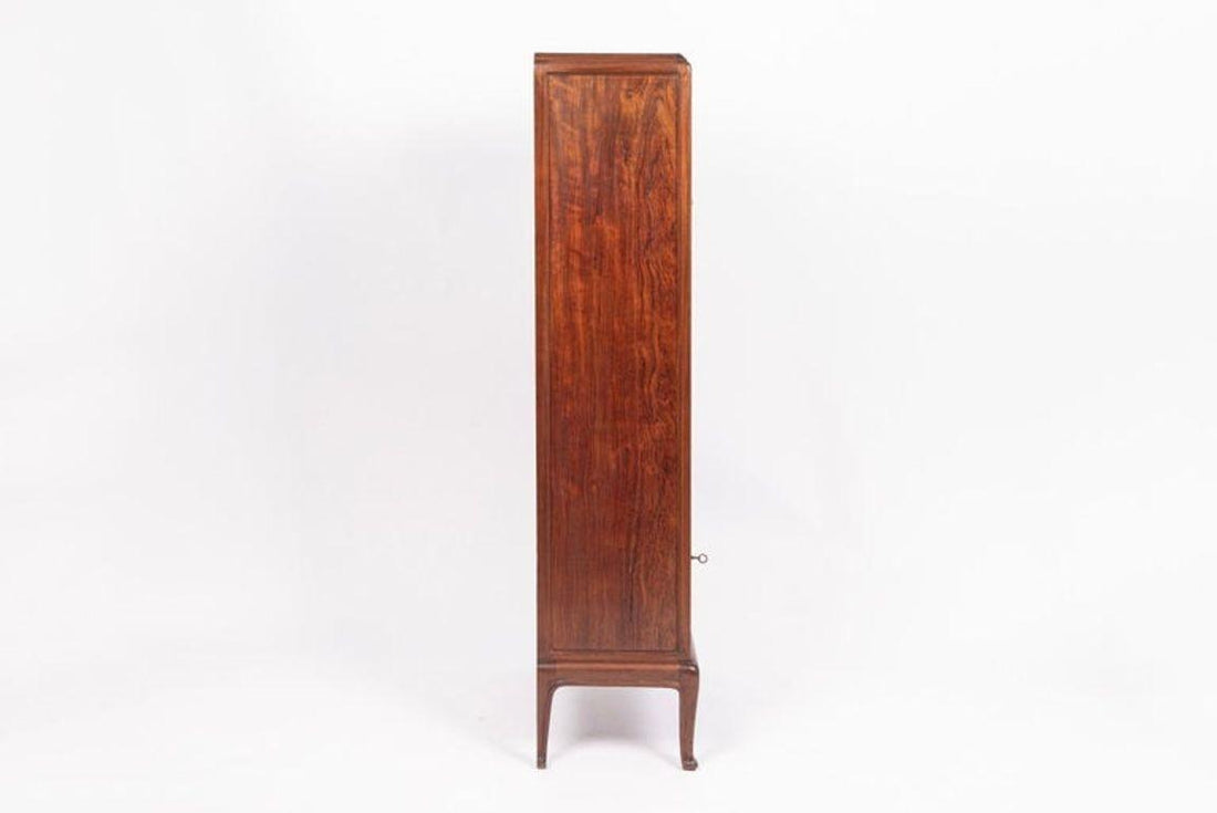 Antique Art Nouveau Inlaid Wooden Cabinet by Majorelle, France, Signed