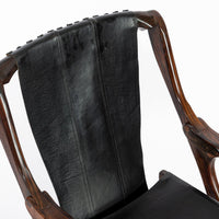 Mid Century Rosewood & Black Leather Folding Lounge Chair by Don Shoemaker