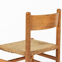 Mid Century Dutch Oak Wood and Rush Chairs by Johan van Heuvel