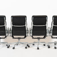 Authentic Eames Herman Miller Tall Black Leather Office Chairs, 2001 - Set of 4