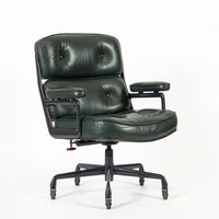 Pair Green Leather Time Life Office Chairs by Eames for Herman Miller 1996