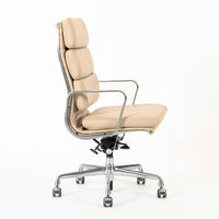 Eames Herman Miller Tall Cream Leather Office Chair Aluminum Group