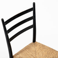 Vintage Mid Century Black Wood and Rush Wicker Dining Chair