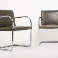 Mid Century Gray Leather Brno Chairs by Mies van der Rohe for Knoll