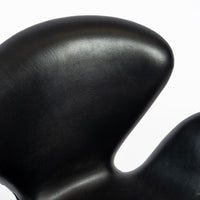 Mid Century Danish Black Leather Swan Chairs by Arne Jacobsen for Fritz Hansen