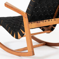 Rare Early Mid Century Wooden Rocking Chair by Ralph Rapson, 1940s