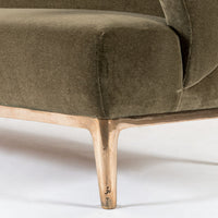 Restored 1940s Art Deco Sofa Mink Mohair, Matching Chair Available
