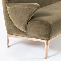 Restored 1940s Art Deco Sofa Mink Mohair, Matching Chair Available