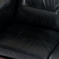 Mid Century Danish Black Leather Sofa in Style of Arne Norell, Matching Chair Avail