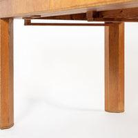 Antique Art Deco Macassar Ebony Wood Dining Table with Glass Top, 1940s