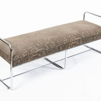Antique Hoffmann Bauhaus Daybed Bench for Howell, Art Deco Chrome Tubular Steel Bench, 1940s