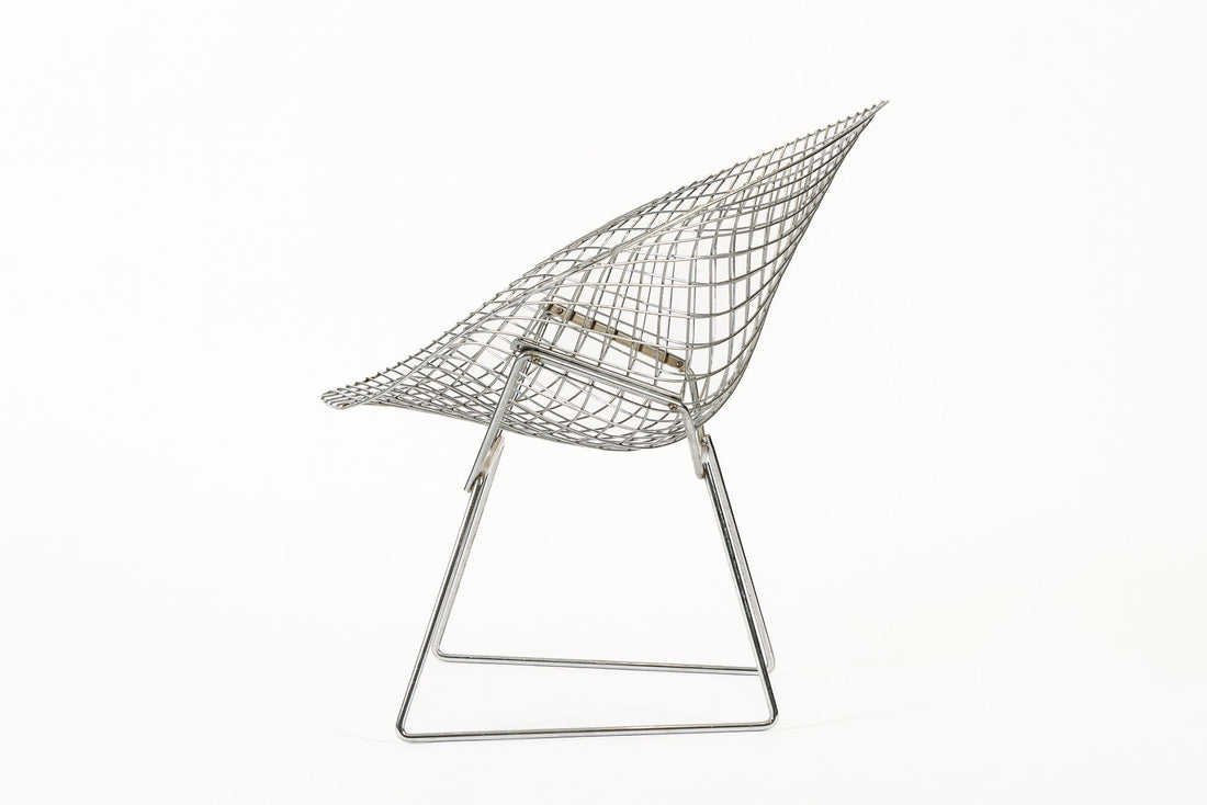 Mid Century Silver Diamond Wire Lounge Chair by Harry Bertoia for Knoll
