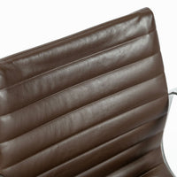 Set of 4 Eames Herman Miller Office Chairs, Brown Leather Thin Pad Aluminum Group