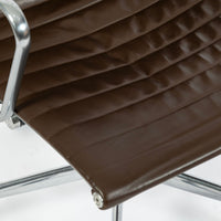 Eames Herman Miller Aluminum Group Thin Pad Brown Leather Office Chair, 2008