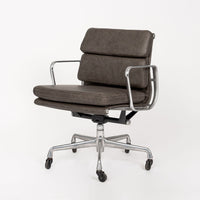 2000s Eames Herman Miller Gray Leather Desk Chairs Aluminum Group