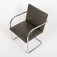 Mid Century Gray Leather Brno Chairs by Mies van der Rohe for Knoll