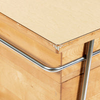 Kem Weber Trimline Desk for Heywood Wakefield, Mid Century Modern Birch and Chrome Office Desk, 1950s