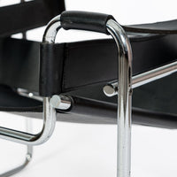 Vintage Mid Century Black Wassily Chair by Marcel Breuer (attr.) 1970s